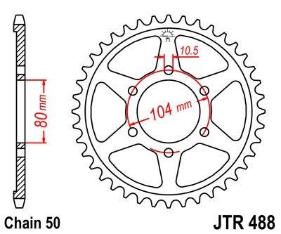 Řetězová rozeta JT JTR 488-44 44 zubů, 530