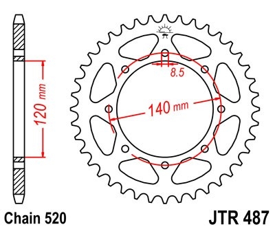 Řetězová rozeta JT JTR 487-38 38 zubů, 520