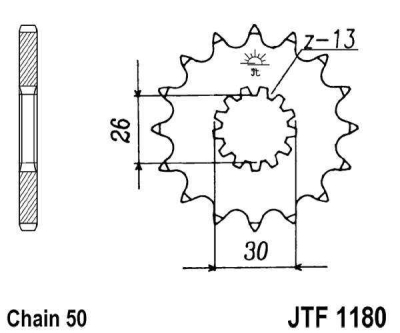 Řetězové kolečko JT JTF 1180-19RB 19 zubů, 530 rubber cushioned
