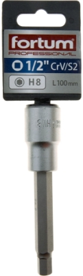 Hlavice zástrčná 1/2" prodlouž. imbus, H 8, L 100mm FORTUM