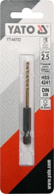 Vrták na kov TITAN 1/4" 2,5mm Yato YT-44752