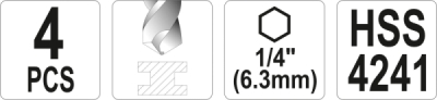 Sada 4ks univerzálních fréz 1/4" Yato YT-44705