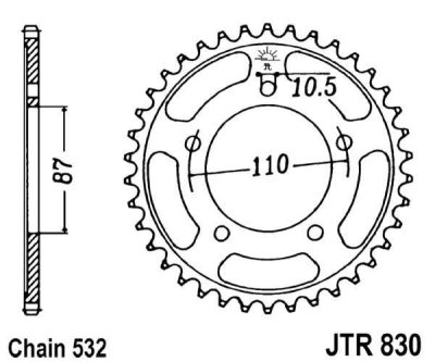 Řetězová rozeta JT JTR 830-45 45 zubů, 532
