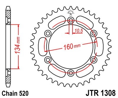 Řetězová rozeta JT JTR 1308-45 45 zubů, 520