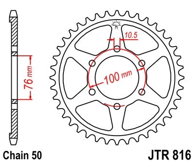 Řetězová rozeta JT JTR 816-46 46 zubů, 530