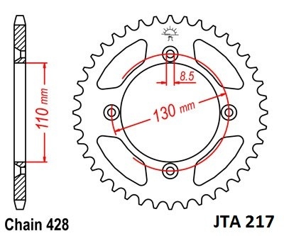 Hliníková řetězová rozeta JT JTA 217-56 56 zubů, 428