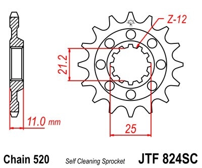 Řetězové kolečko JT JTF 824-13SC 13 zubů, 520 Self Cleaning Lightweight