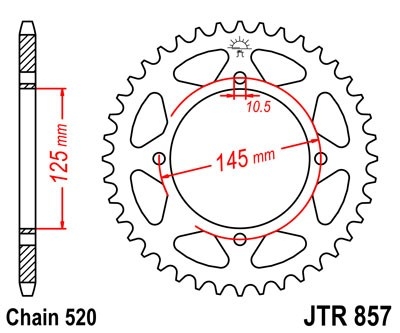 Řetězová rozeta JT JTR 857-45 45 zubů, 520