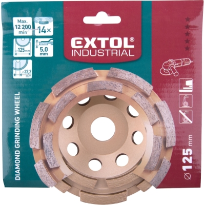Kotouč diamantový brusný dvouřadý, ⌀125x22,2mm EXTOL INDUSTRIAL