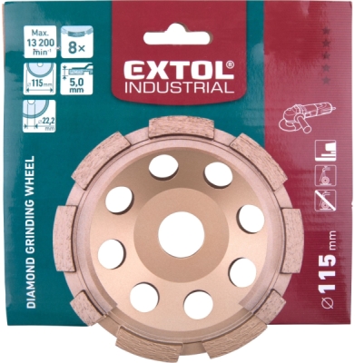 Kotouč diamantový brusný jednořadý, ⌀115x22,2mm EXTOL INDUSTRIAL