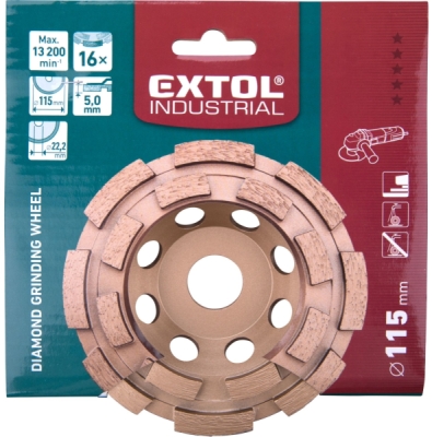 Kotouč diamantový brusný dvouřadý, ⌀115x22,2mm EXTOL INDUSTRIAL