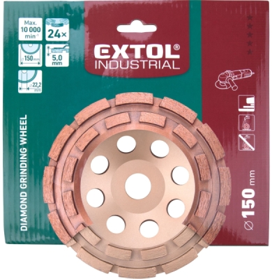 Kotouč diamantový brusný dvouřadý, ⌀150x22,2mm EXTOL INDUSTRIAL