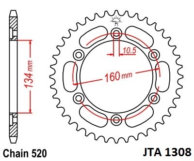 Hliníková řetězová rozeta JT JTA 1308-41 41 zubů, 520