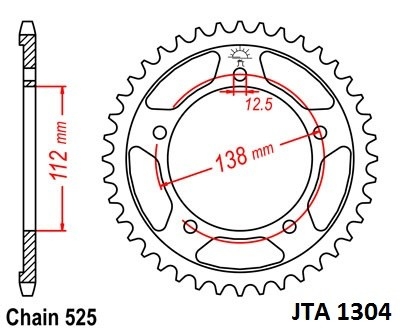 Hliníková řetězová rozeta JT JTA 1304-43 43 zubů, 525