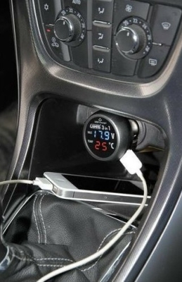 Tester baterie+teploměr+USB 2,1Ah 12/24V