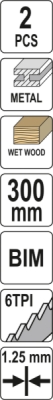 Yato pilové listy BIM 300MM 6TPI 2ks YT-33935