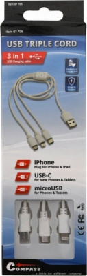 Compass nabíjecí USB kabel 3in1