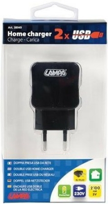 Nabíječka telefonu LAMPA 2 USB port 2100mA 230V