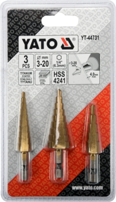 Sada stupňovitých kuželových vrtáků 3-20mm Yato YT-44731
