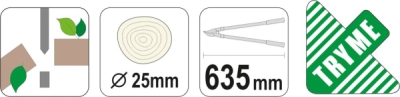 Yato Nůžky na větve 635mm (průměr 25mm) rovný stříh AL rukojeti