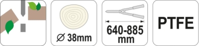 Yato Nůžky na větve teleskop. 640-885mm (průměr 38mm) rovný stříh