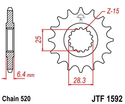 Řetězové kolečko JT JTF 1592-15 15 zubů, 520