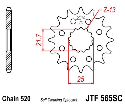 Řetězové kolečko JT JTF 565-14SC 14 zubů, 520 Self Cleaning Lightweight