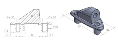 Adaptér na zpětné zrcátko PUIG ADAPTER LEFT SIDE FOR FAIRING DAYTONA 675 9572N černý to fairing