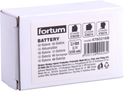 Baterie akumulátorová k laserům, 3,7V, Li-ion, 5200mAh (19,2Wh) FORTUM