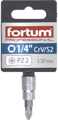 Hlavice zástrčná 1/4" hrot pozidriv, PZ 2, L 37mm FORTUM