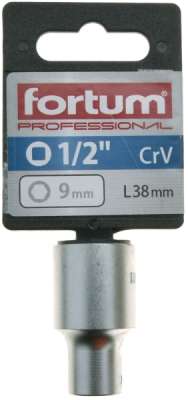 Hlavice nástrčná 1/2", 9mm, L 38mm FORTUM