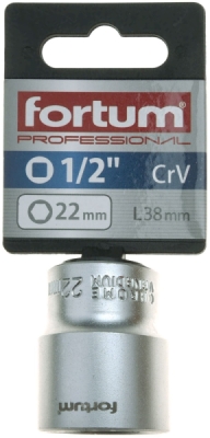 Hlavice nástrčná 1/2", 22mm, L 38mm FORTUM
