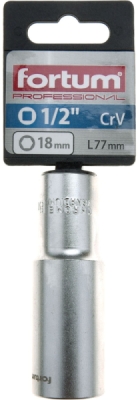 Hlavice nástrčná prodloužená 1/2", 18mm, L 77mm FORTUM