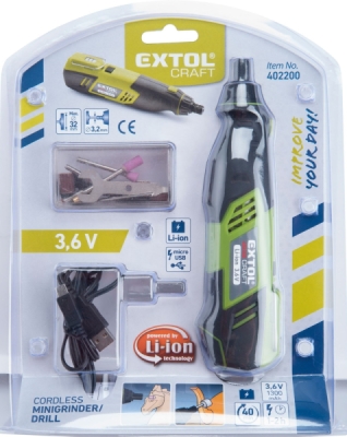 Přímá bruska akumulátorová 3,6V EXTOL CRAFT 1300mAh