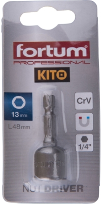 Klíč nástrčný magnetický 1/4" stopka, 13x48mm, CrV FORTUM