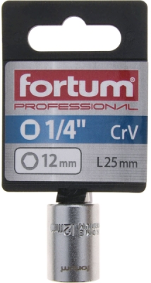 Hlavice nástrčná 1/4", 12mm, L 25mm FORTUM