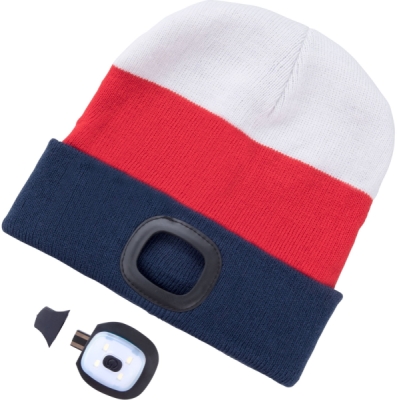 Čepice s čelovkou 4x45lm, USB nabíjení, bílá/červená/modrá, univerzální velikost EXTOL LIGHT