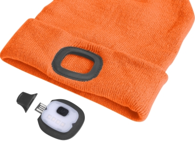 Čepice s čelovkou 4x25lm, USB nabíjení, fluorescentní oranžová, ECONOMY, univerzální velikost EXTOL LIGHT