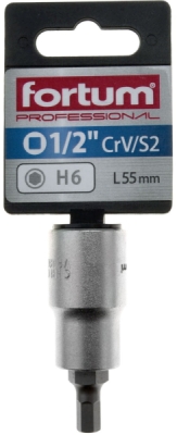 Hlavice zástrčná 1/2" imbus, H 6, L 55mm FORTUM