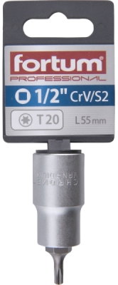 Hlavice zástrčná 1/2" hrot TORX, T20, L 55mm FORTUM