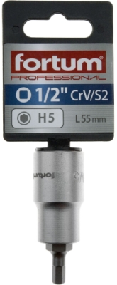 Hlavice zástrčná 1/2" imbus, H 5, L 55mm FORTUM