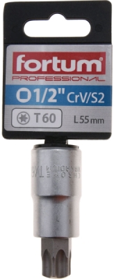 Hlavice zástrčná 1/2" hrot TORX, T60, L 55mm FORTUM