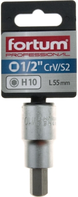 Hlavice zástrčná 1/2" imbus, H 10, L 55mm FORTUM