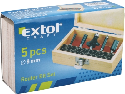 EXTOL CRAFT frézy tvarové do dřeva, s SK plátky, sada 5ks, 44025