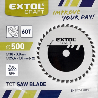 EXTOL CRAFT kotouč pilový s SK plátky, 500x3,0x30mm, 60T, 19125
