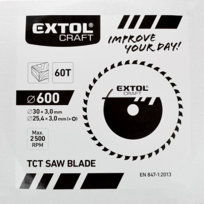 EXTOL CRAFT kotouč pilový s SK plátky, 600x3,0x30mm, 60T, 19128