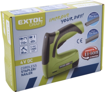 Sponkovačka/hřebíkovačka aku, 4V Li-ion, 1300mAh, USB nabíjení EXTOL CRAFT