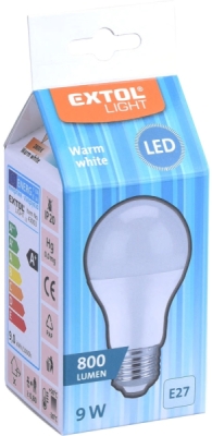 Žárovka LED klasická, 9W, 800lm, E27, teplá bílá EXTOL LIGHT