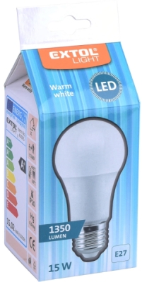 Žárovka LED klasická, 15W, 1350lm, E27, teplá bílá EXTOL LIGHT