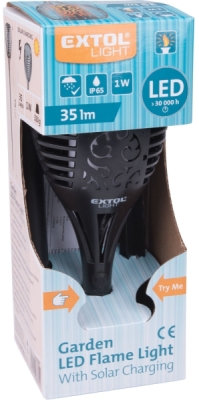 Pochodeň LED s plamenem, 79cm, solární nabíjení, 35lm, 51 LED EXTOL LIGHT